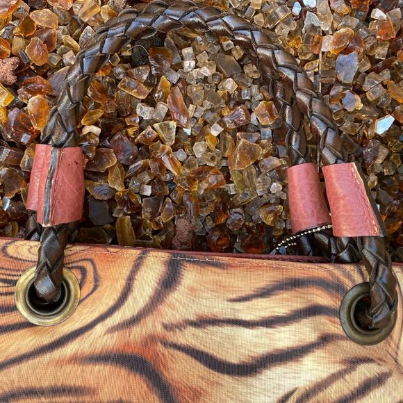 Plinio Visona Maroon/Animal Print Leather Reversible Tote/Crossbody Bag. NWT - Picture 10 of 14